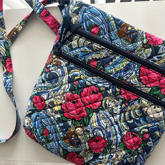 Disney x Vera Bradley Beauty and the Beast Triple Zip Hipster Crossbody Bag - Picture 1 of 7